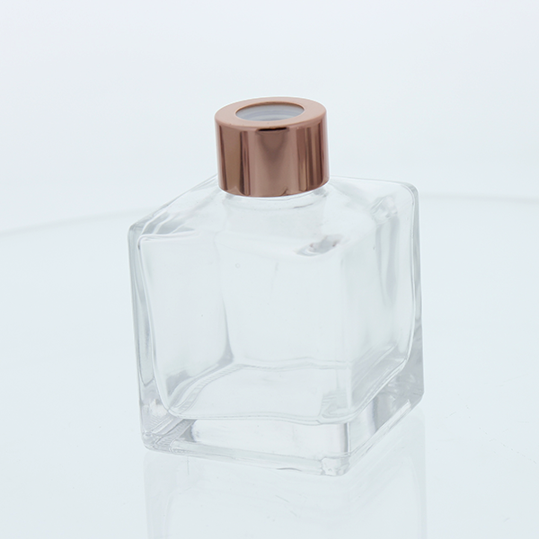 Glass Diffuser Bottle - 125ml - Square with Rose Gold Screw Cap