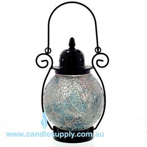 Mosaic - Soft Blue & Pink Crackle - Tealight Lanterns