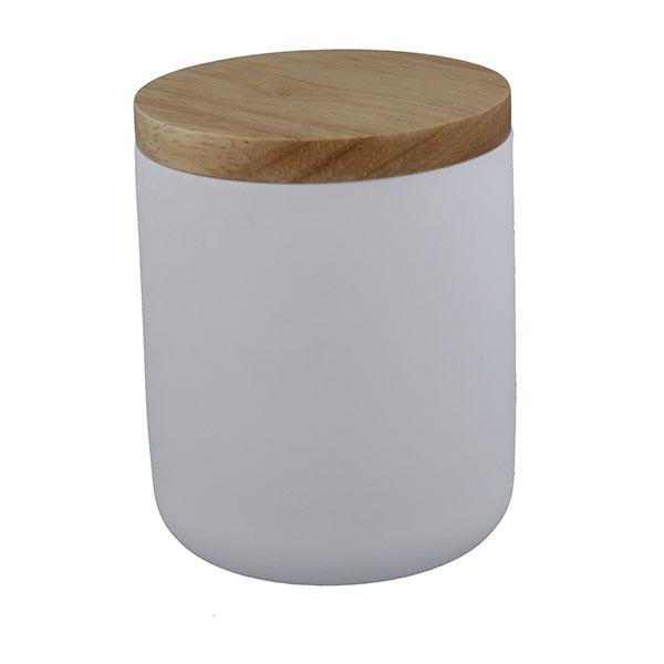 Amalfi Porcelain Jar - White with Wooden Lid