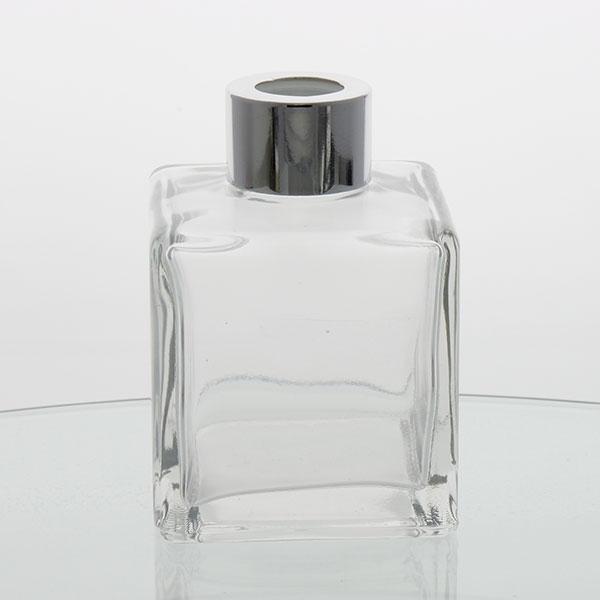 Glass Diffuser Bottle - 125ml - Square with Silver Screw Cap