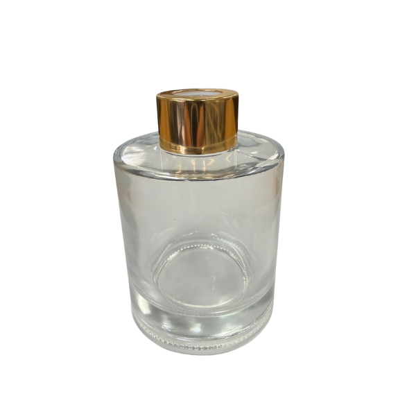 Glass Diffuser Bottle - 150ml - Round with Gold Screw Cap