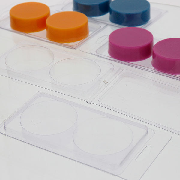 Clam Shell Soap Mould - 2 x Round Cavities