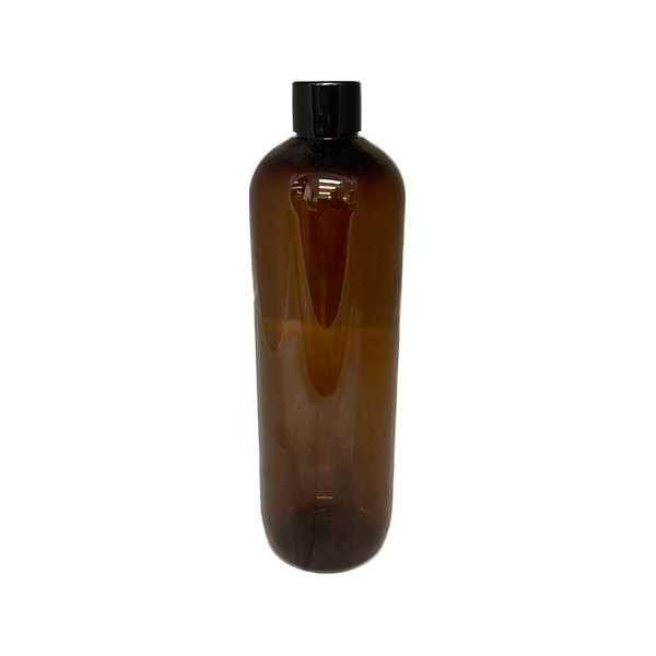 Amber PET Bottle - Boston Round - 500ml with Cap