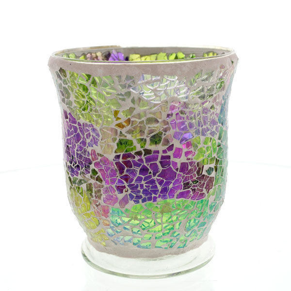 Mosaic - Soft Green & Purple Crackle - Hurricane - Medium