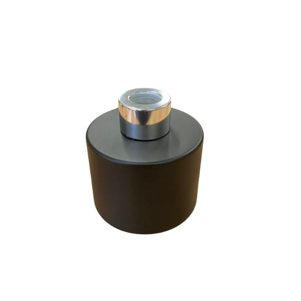 Glass Diffuser Bottle Matt Black - 125ml - Round with silver Screw Cap ...