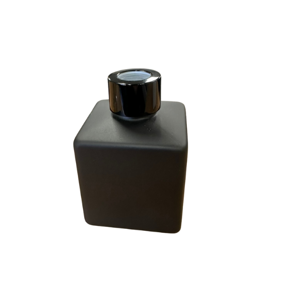 Glass Diffuser Bottle Matt Black - 125ml - Square with Black Screw Cap