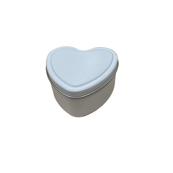 Travel Tins - 6oz Heart Shape - Matt White/Silver - Seamless with Solid Lid