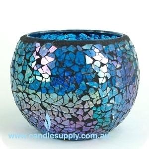 Mosaic - Blue-Silver Crackle - Large