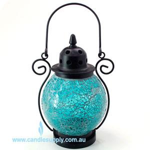 Mosaic - Turquoise Crackle - Tealight Lanterns