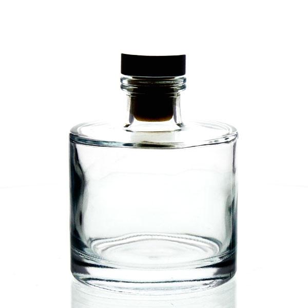 Glass Diffuser Bottle - 200mls - Round with Silver Capped Cork Lid