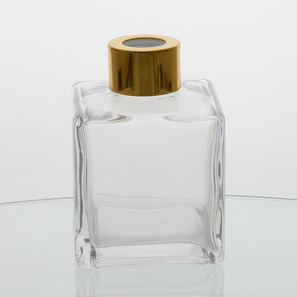 Glass Diffuser Bottle - 125ml - Square with Gold Screw Cap
