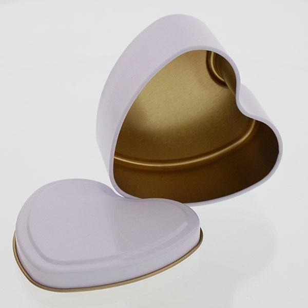 Travel Tins - 6oz Heart Shape - White/Gold - Seamless with Solid Lid