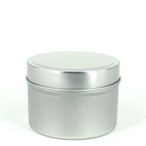Travel Tins - 4oz - Silver - Seamless with Solid Lid