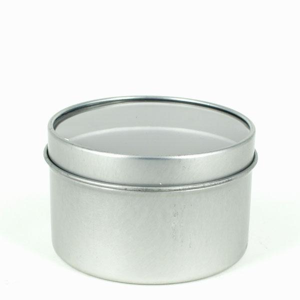 Travel Tins - 4oz - Silver - Seamless with Window Lid