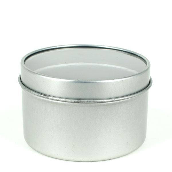 Travel Tins - 6oz - Silver - Seamless with Window Lid
