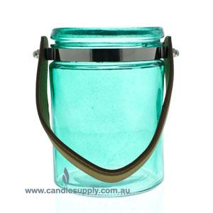 Jar Lantern - Tall - Seafoam Green - Leather Tote - Large
