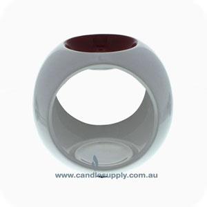 Tealight Burner - Splash - Ceramic - White-Tuscan Red Gloss - Round