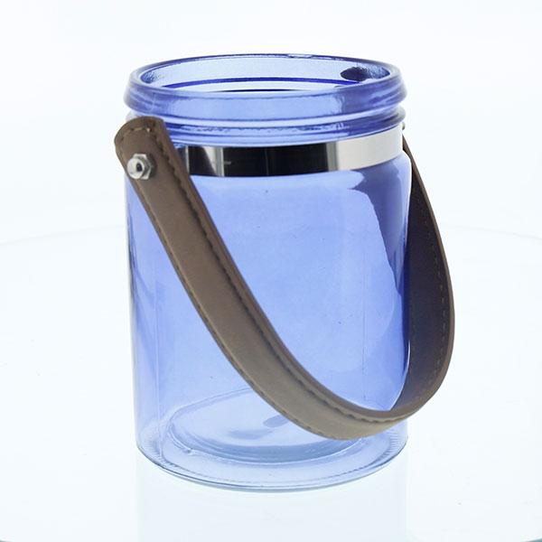 Jar Lantern - Tall - Cobalt Blue - Leather Tote - Large