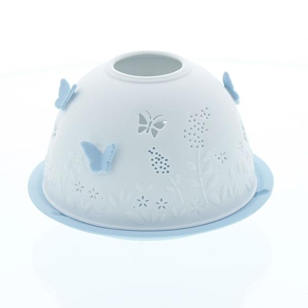 Luminous Blue Butterfly - White Porcelain Tealight Holder