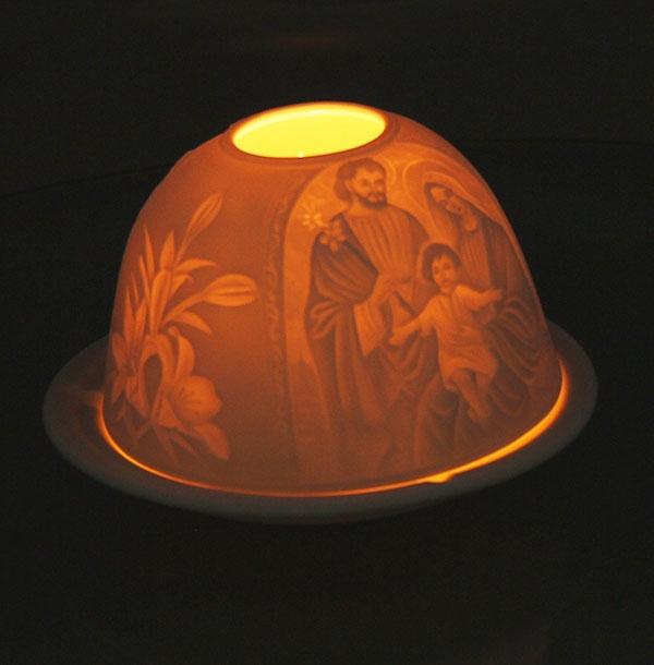 Luminous Holy Family - White Porcelain Tealight Holder