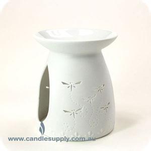 Luminous Dragonfly - White Porcelain Tealight Burner