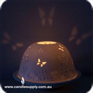 Luminous Butterfly - White Porcelain Tealight Holder