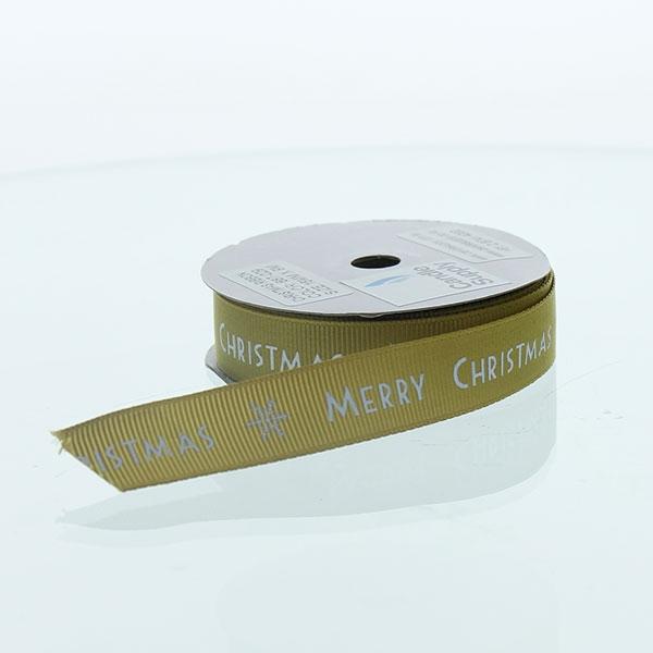Ribbon - Merry Christmas - 16mm Wide - Gold